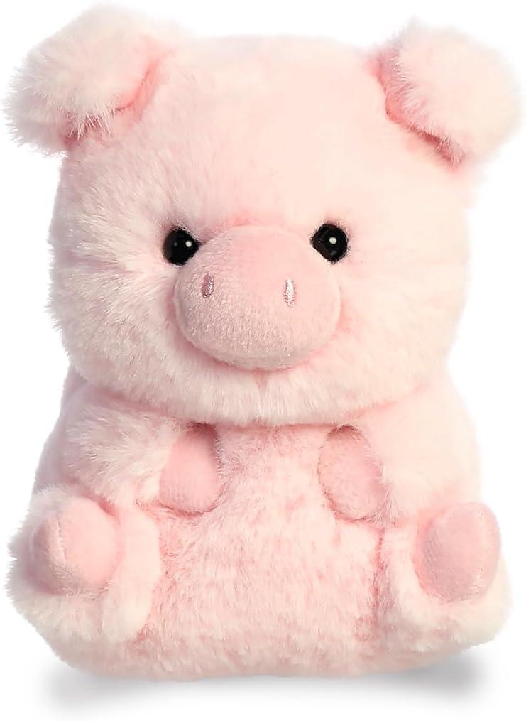 Aurora Playful Rolly Pet Prankster Pig Stuffed Animal - Compact Size for On-The-Go Fun - for Adults, Kids, Birthdays, and Anniversaries - Pink 5 Inches