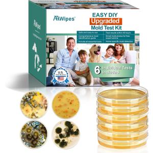 AAwipes Mold Test Kit, 6 Individual Tests for Home House Mold Detector DIY Air Mold Tester Black Mold Includes Detailed Mold Identification Guide