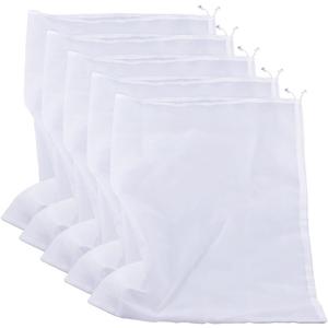 75 Micron Nylon Straining Bag Fine Mesh Food Strainer Bag, Multi Purpose Food Grade Filter Bag for Nut Milk, Juice, Cold Brew, Home Brewing (25.39" x 18.89", 5 Packs)