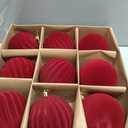 Senjie 3.94 inch Burgundy Velvet Christmas Ornaments Balls Flocked Christmas Tree 9PCS Plastic Balls Xmas Hanging Ornaments Decoration Red