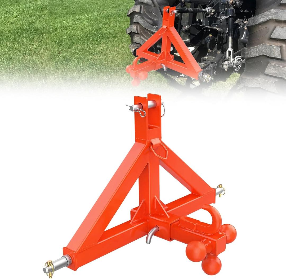 Garvee 3 Point Hitch Receiver with 2 in Receiver, 3 Ball & Hook Heavy Duty Towing Hitch Tractor Drawbar Hitch Adapter for Category 1 Tractor 32.5"x17.5"