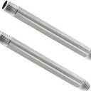 GeilSpace 1/2" x 8" Stainless Steel Pipe, 304 Pipe Nipple Fits Standard 1/2 Inch Threaded Pipes and Fittings, DIY Industrial Metal tube (2 PCS)