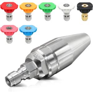 JANZ Pressure Washer Rotating Turbo Nozzle with 7 Spray Nozzle Tips Kit Multiple Spray Degrees 1/4 Inch Quick Connection,4000PSI