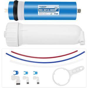 400GPD Reverse Osmosis Membrane Kit with RO Membrane Housing,Wrench,Quick-Connect Fittings,Check Valve and Water Pipe Replacement for Under Sink Home Drinking RO Water Filter System