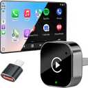 2-in-1 Wireless CarPlay Android Auto Adapter, 5.8GHz Wireless Adapter for Factory Wired CarPlay/Android Auto Cars, USB-A/USB-C, Mini Compact Design Pitch Black