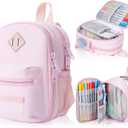 Large Capacity Pencil Case, Mini Backpack Pencil Case, Storage High Capacity Bag Pouch Holder Marker Pen Organizer, for Student, Teen Girls, Adults (Pink)