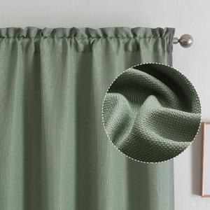 Chyhomenyc Sage Green Curtains 84 Inch Length 2 Panels, Faux Linen Semi Sheer Light Filtering Soft Slub Textured Privacy Farmhouse Curtain Drapes for Living Room Bedroom, 40" Wx84 L