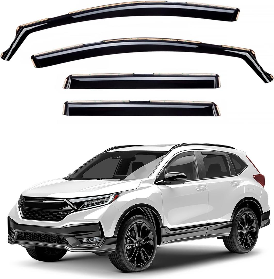 Window Deflectors Smoke Tinted in-Channel Side Window Vent Visor Deflectors Rain Guards Compatible with CR-V 2017-2022 - 4pcs. GW0217 (For CR-V 17-22)