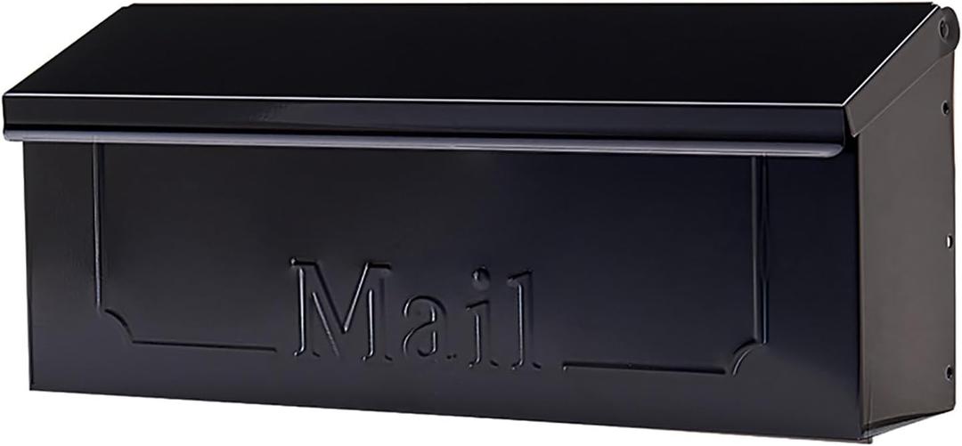 ARCHITECTURAL MAILBOXES Townhouse Galvanized Steel, Wall-Mount Mailbox, Black Small