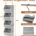 Hanging Closet Organizer 4 Shelf Collapsible Bedroom Closet Organizers and Storage Hanging with Mesh Pockets for Clothes, Fabric Hanging Storage Bins for Wardrobe Closet Organization and Storage, Grey