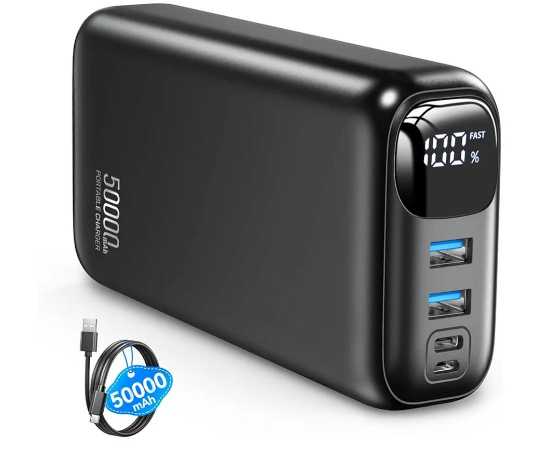 Portable Charger 50000mAh Power Bank - 22.5W Fast Charging External Battery Pack,USB-C Portable Phone Charger for iPhone 17/16/15/14/13 Pro Android Samsung, for Travel Camping Essential