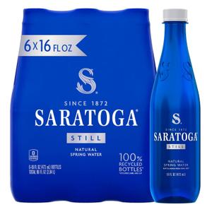 Saratoga Spring Water Bottles, 6 Pack  Still Bottled Water  Recycled PET Plastic Bottles  16 Fl Oz