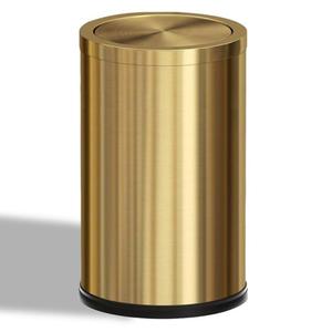 4.7 Gallon/18L Stainless Steel Bathroom Trash Can,Gold Garbage Bin with Swing Lid, Round, Elegant Waste Basket, for Toilet Bathroom Cafe Kitchen Office Hotel Home (18L-Gold)