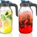 2 Pack 64 oz Sun Tea Pitcher, Half Gallon Mason Jar Pitcher with Wide Mouth Airtight Lid for Ice Tea, Cold Brew Coffee, Fridge Water, Breast Milk, Juices, Leak Proof