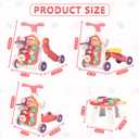 QDRAGON 5 in 1 Walker for Baby Girl, Baby Push Walkers, Assemble as Scooter/Motorbike/Activity Center/Detachable Panel, Walking Toys for Infants 6-12 Months, Red