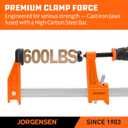 Jorgensen 2-pack Medium Duty Steel Bar Clamp Set with 600 lbs Load limit, 24-inch