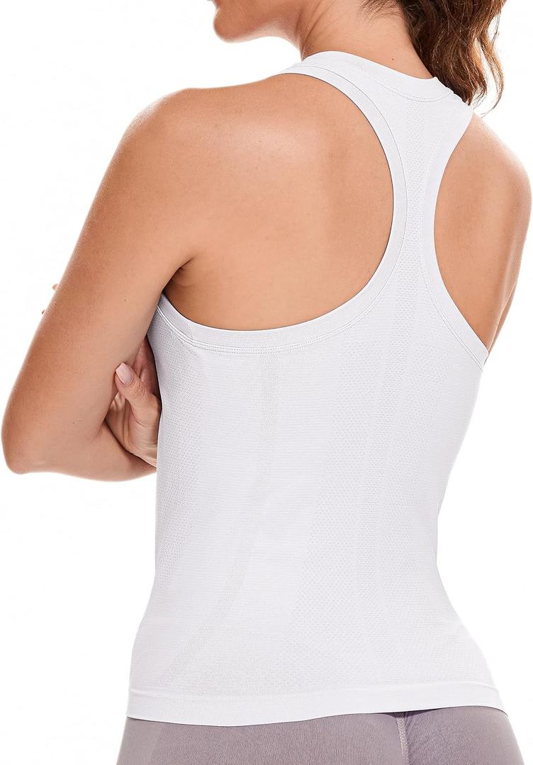 MathCat Workout Tank Tops for Women Sleeveless Gym Tops Seamless Racerback Athletic Yoga Shirts (X-Small, White)