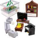 Building Block Furniture, Includes Items Such as a Bed, TV, Bookshelf, Kitchen cabinets, It Serves as Furniture for Decorating Lego City Mansion Houses and is Compatible with Major Brands Bricks