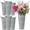 Set of 6 Galvanized Metal Vases Farmhouse French Flowers Bucket Vase with Handles Rustic Tin Flower Holder for Cut Plants Housewarming Gift for Balcony Garden Courtyard