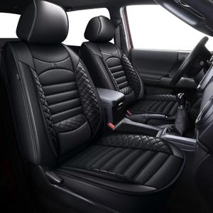 AOMSAZTO Seat Covers Fit for 2024 2025 2026 Toyota Tacoma Truck Double Crew Cab Custom Leather Truck Seat Covers Full Set(Black,5 Seats)