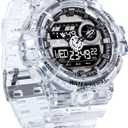 Watch for Men Watch Men Digital Sports Watch Large Digital Analog Dual Display Waterproof Watches with 3 Alarms Countdown Stopwatch Date Dual-Time LED Light Multifunctional Military Wrist Watches (Transparent)