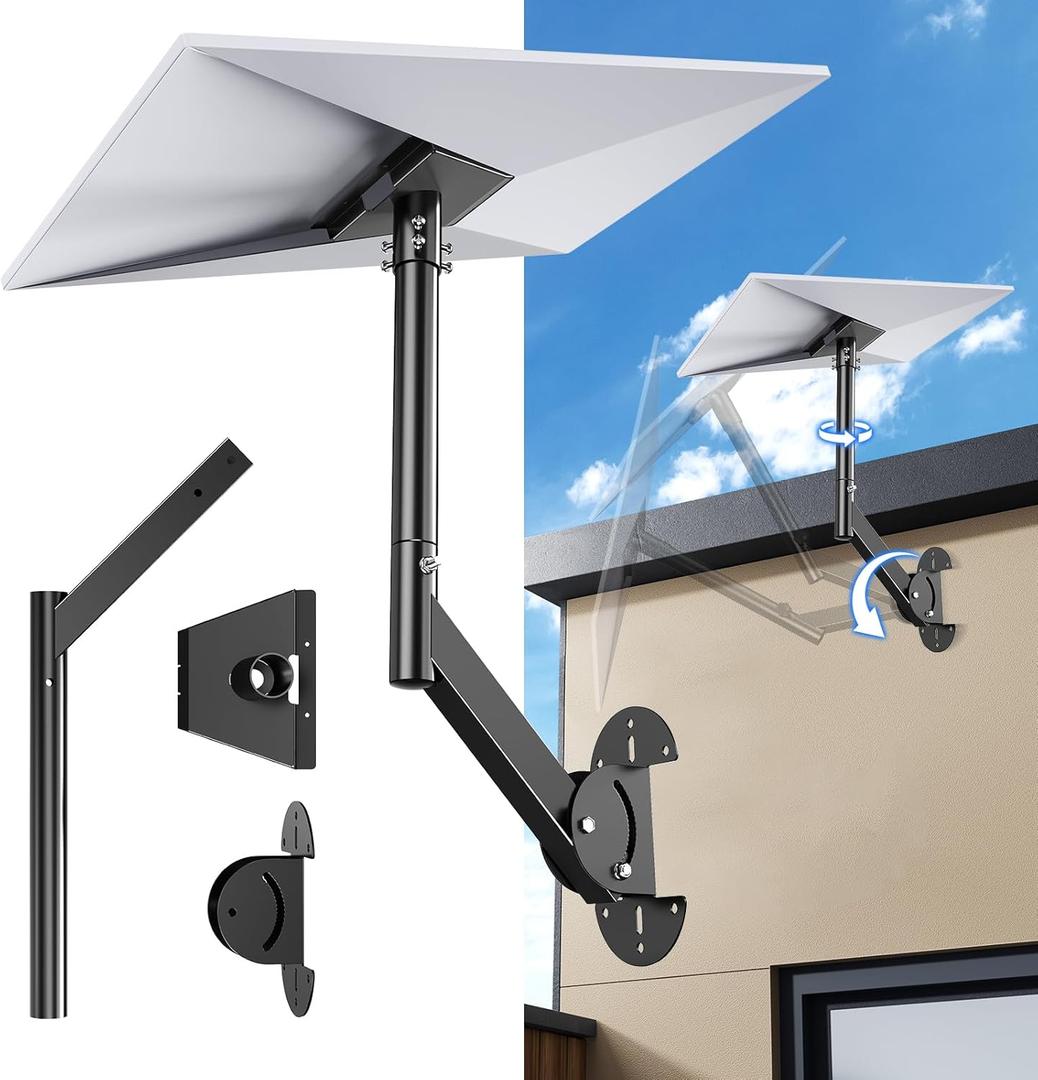 Starlink Gen 3 Mount - 180Adjustable Wall Roof Mounting Kit with V3 Adapter,Bracket for Starlink Gen 3Includes Accessories for Starlink Standard Dish (Black)