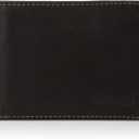 Steve Madden Men's Slim Leather Wallet with Extra Capacity Attached Flip Pockets (Black/Antique)