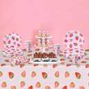 Strawberry Birthday Party Supplies - 80 Pcs Disposable Tableware Set for 20 Guests, Includes 9" Dinner Plates, 7" Dessert Plates, Cups & Napkins, Berry Sweet 1st Birthday Decorations