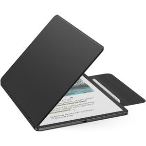 MoKo Magnetic Case for All-New 11" Kindle Scribe 2025(3rd Generation) & Kindle Scribe Colorsoft 2025(1st Generation) - Slim Folio Premium PU Leather Cover with Pen Clasp & Auto Sleep Wake, Black