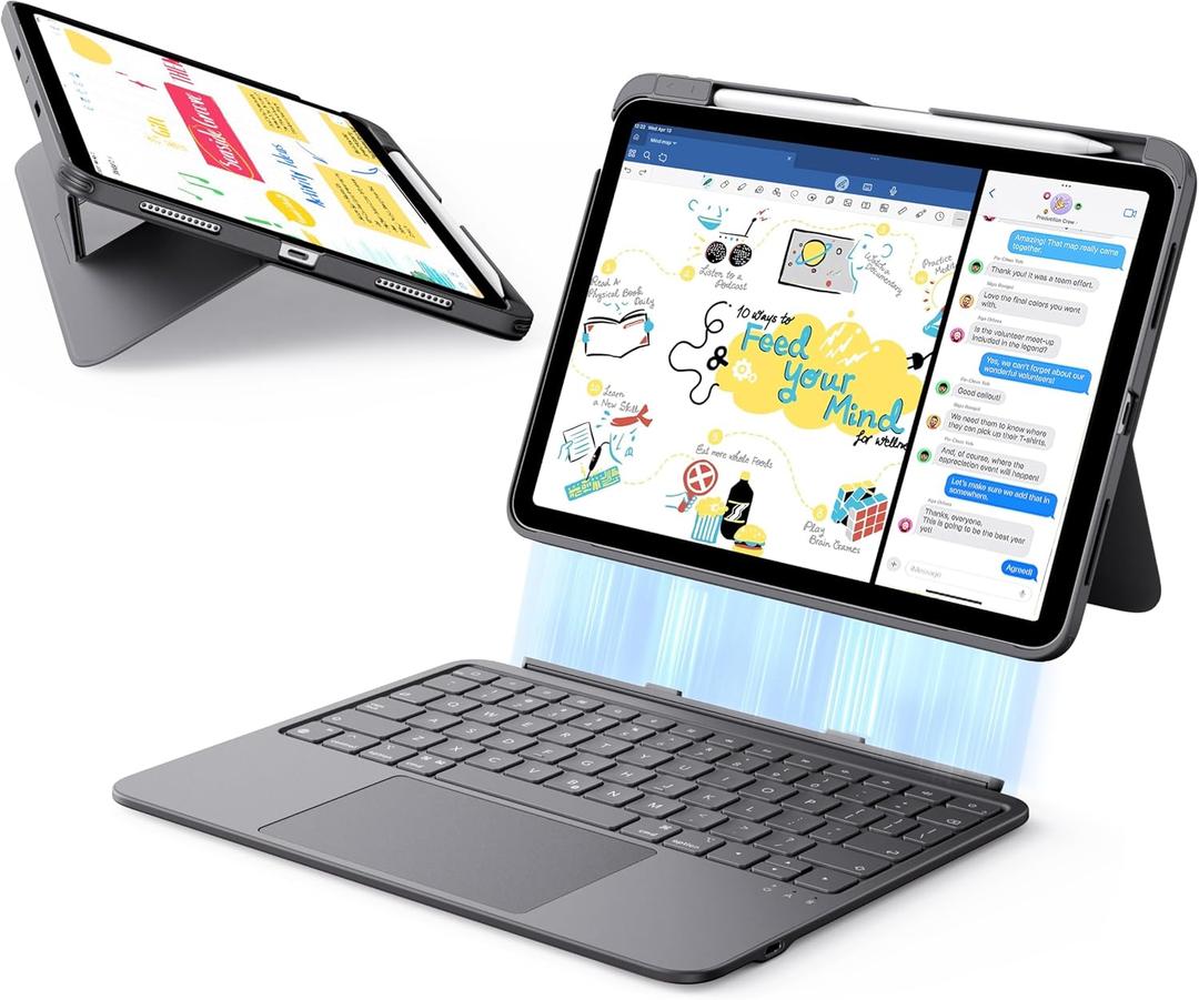 ESR for iPad (A16) 11th/10th Gen Flex Keyboard Case, Ultra-Light Magnetic Detachable Keyboard for iPad 10.9" with Writing/Viewing Modes, Larger Precision Trackpad, Dark Gray