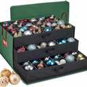 HOLDN’ STORAGE Christmas Ornament Storage Box with Dividers, Holds Up to 72 Ornaments (4 Inches), Large Organizer with 3 Stackable Trays - Green