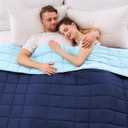 yescool Weighted Blanket for Adults (25 lbs, 88 x 104, Navy & Blue) Cooling Heavy Blanket for Sleeping Perfect for 240-260 lbs, King Size Breathable Blanket with Premium Glass Bead