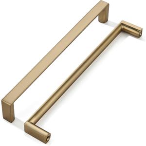 khtumeware 5 Pack 10 Inch Champagne Bronze Square Cabinet Pulls Satin Brass Kitchen Cabinet Handles Kitchen Cabinet Hardware Gold Drawer Pulls for Dresser Cupboard (10" Hole Center)