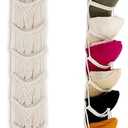 Cap Holder-1 Pack Hat Organizer for Baseball Caps, Macrame Hat Rack for Wall, Cap Rack for Baseball Cap Display Boho Macrame Cap Hanger Over Door Organizer Up to 14 Caps