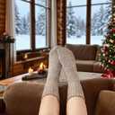 Thermal Socks for Women, 3 Pairs Warm Thick Full Cushioned Knit Winter Crew Wool Boot Socks, Cozy Gift (Coffee Assorted)