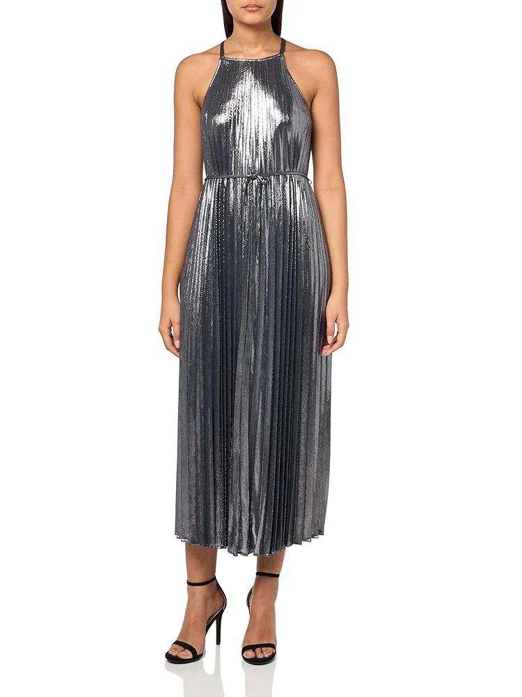 Tommy Hilfiger Women's Sleeveless Halter Neck All Over Pleat Dress