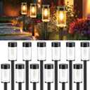 Woolmug Solar Pathway Lights, 12 Packs LED Solar Light Outdoor Waterproof, Auto On/Off Path Lights for Walkway Outside Yard Lawn Sidewalk Landscape (Warm White)