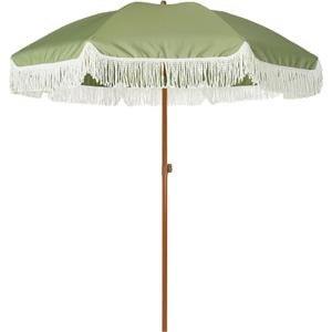 AMMSUN 7ft Patio Umbrella with Fringe Outdoor Tassel Umbrella UPF50+ Premium Steel Pole and Ribs Push Button Tilt, Sage Green