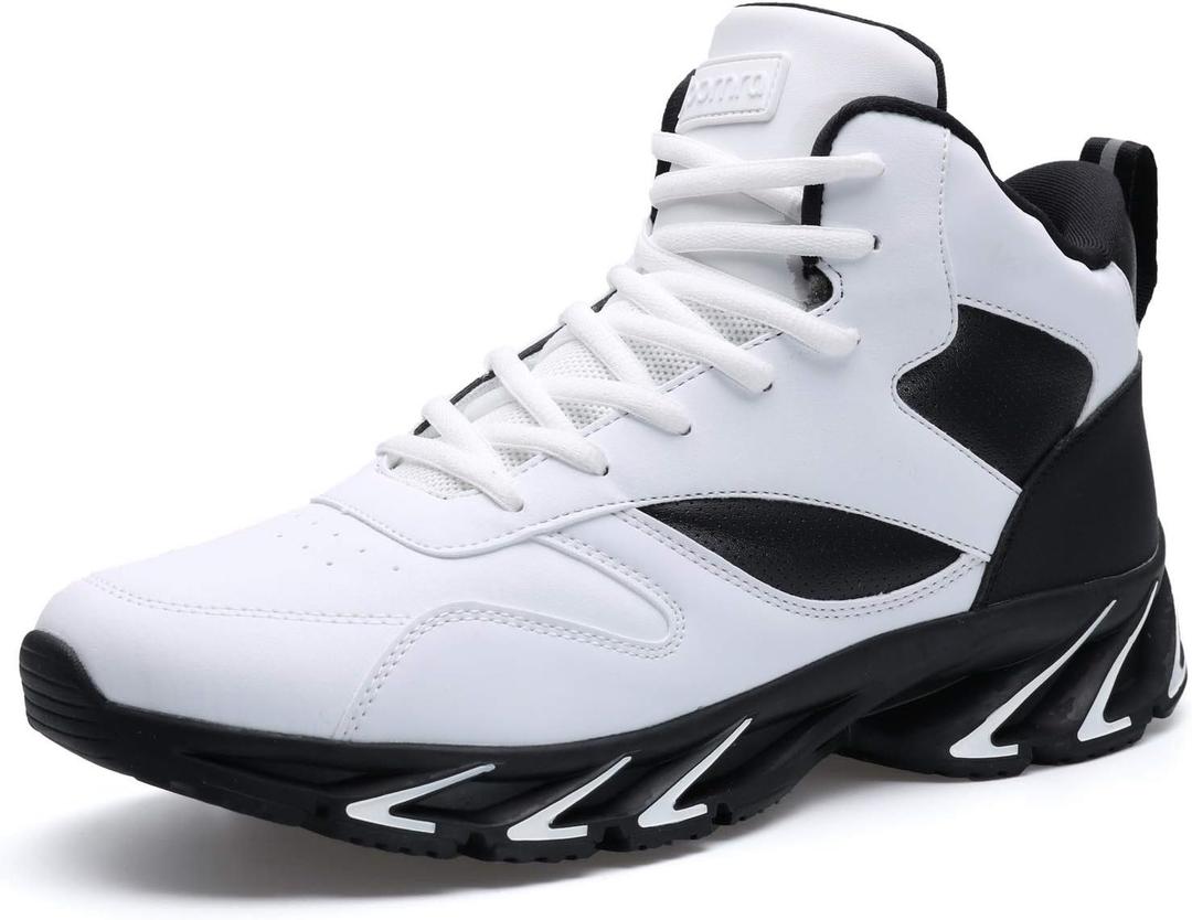 Joomra Men's Stylish Sneakers High Top Athletic-Inspired Shoes (11, 2_white)