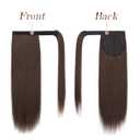 FESHFEN Straight Ponytail Extension 18 inch Natural Long Ponytails Wrap Around Clip in Pony Tail Hair Piece Synthetic Hairpieces for Women, Light Brown