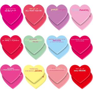 LOMIMOS 24 Pcs Valentine's Day Sticky Notes,3x2.8 Inch Mini Heart Self-Stick Notepads Colorful Sticky Pad for Valentine's Day Gifts Home School Office Supplies
