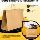RACETOP Large Brown Paper Bags with Handles Bulk 100Pcs 16x6x12 Inch Gift Bags Bulk, Brown Kraft Paper Bags for Retail, Party, Shopping, Christmas, Favor, 1 count