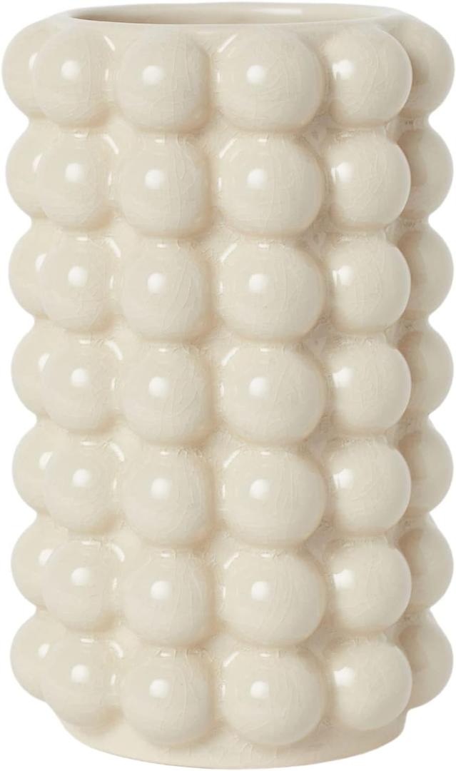 Bubble Vase, Beige Ceramic Vase for Boho Decor, Ceramic Flower Vases for Modern Home Decor, Tall Decorative Vases for Living Room, Bedroom, Wedding, Entryway, Mantel, Office, 8.5 Inches (Large)