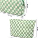 SOIDRAM 2 Pcs Checkered Makeup Bag Large Cosmetic Bag Toiletry Bag Makeup Pouch Travel Bag Organizer Cute Makeup Brushes Aesthetic Accessories Storage Bag for Women Green