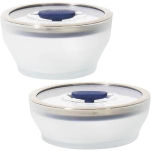 Anyday 4-Pc Microwave Cookware & Glass Food Storage Set with Glass Lids | Medium Plastic-Free Containers | Stackable Steamer with Vented Lid for Microwave-Safe Reheating & Steaming Vegetables, Rice (Frosted - Blueberry)