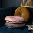 vctops Velvet Soft Round Chair Pads Cute Gradient Pom Pom Indoor Dining Chairs Cushion (Pink, Diameter 16")