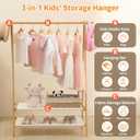 Foldable Kids Clothing Rack - Dress Up Storage with 2 Fabric Shelves, Bamboo Small Clothes Rack for Hanging Organizer, Kids Costume Wardrobe & Dress Up Rack for Bedroom, Playroom, Nursery (Natural)