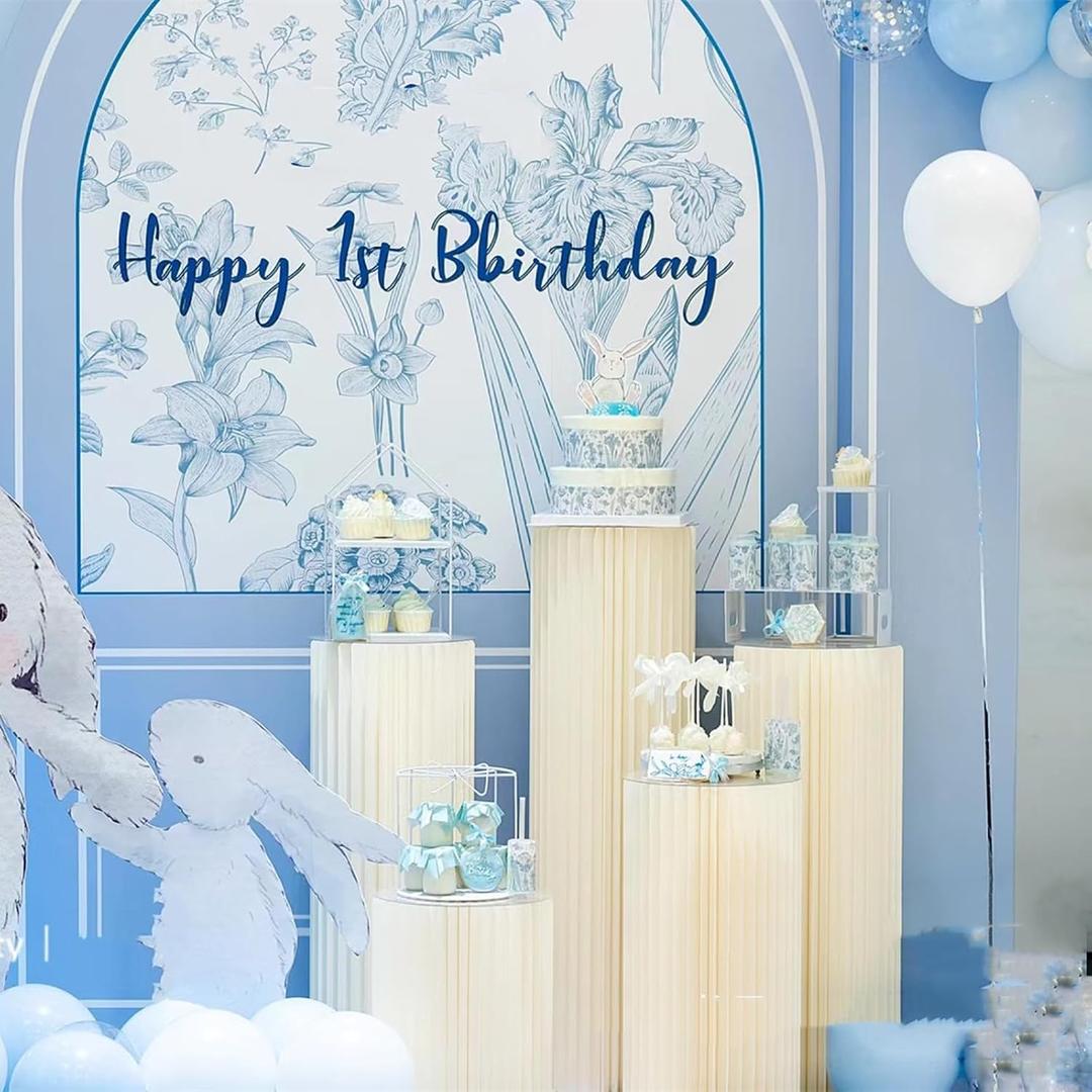 Cylinder Stands for Party 5Pcs Round Pedestal Stand Foldable Cardboard Columns Cylinder Tables for Parties Baby Shower Birthday Wedding Pillars Display Decoration