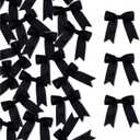 Meseey 100 Pcs Pastel Satin Ribbon Bows with Twist Tie 2.5 Inch Pretied Premade Colored Craft Bows for Gift Wrapping Basket Wedding Baby Shower Brithday Party (Black)