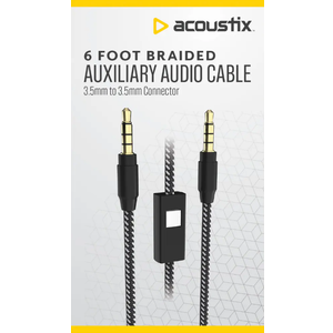 Acoustix 6 Foot Braided Auxiliary Audio Cable 3.5mm to 3.5mm Connector + ZGear Fast-Charging Car Charger 2 Pack